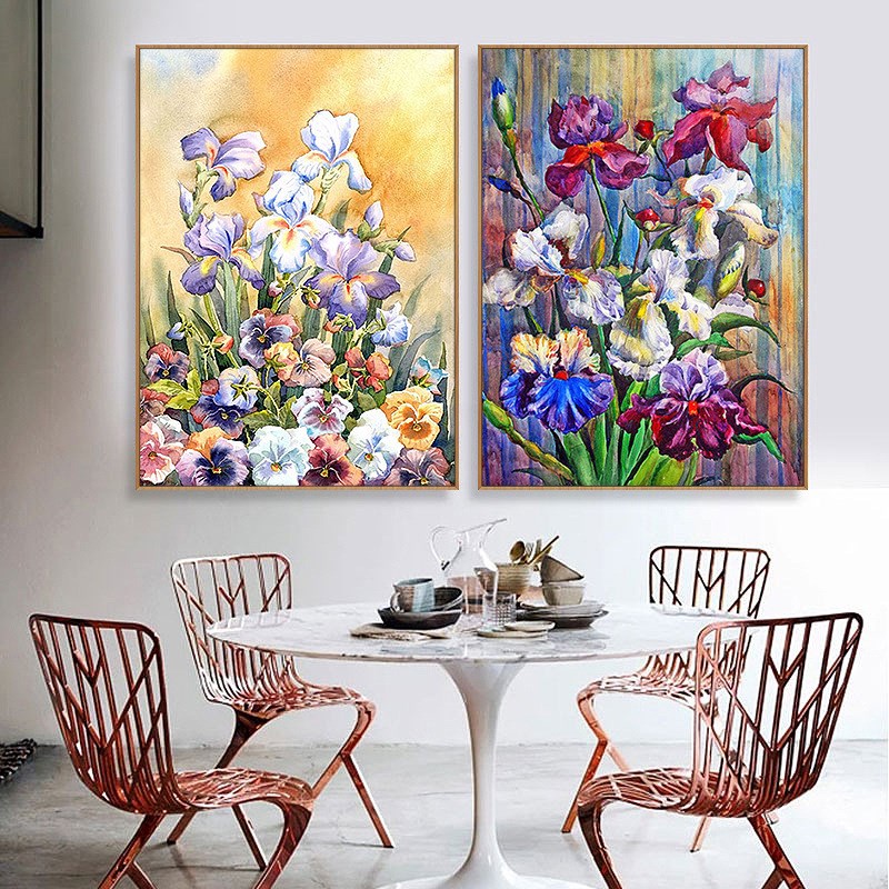 油画纯手绘梵高艺术鸢尾花卉装饰画客厅玄关走廊过道挂画餐厅壁画