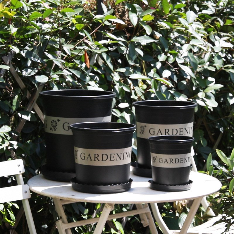 黑色1235加仑盆 塑料花盆 绿萝花盆 阳台种花Q种菜花盆月季育苗盆
