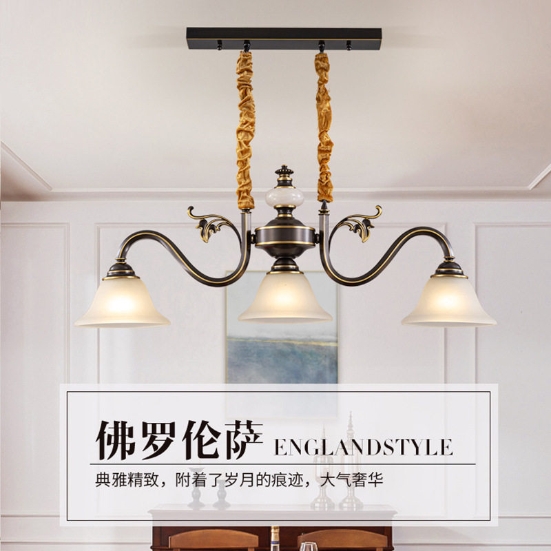 【新品】美式全铜餐厅吊灯简约餐厅灯具厨房灯简欧餐桌吧台饭厅灯