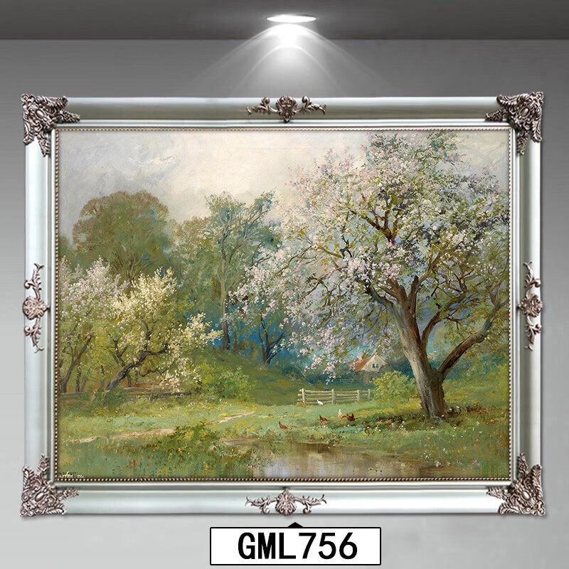 林格印象世界名画莫奈田园印象派风景油画欧式客厅装饰画卧室挂画