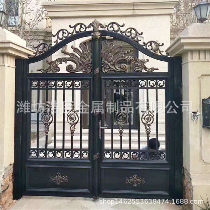 铝艺大门生产 欧式别墅庭院铝合金大门 安全防盗镂空雕花铝艺大门