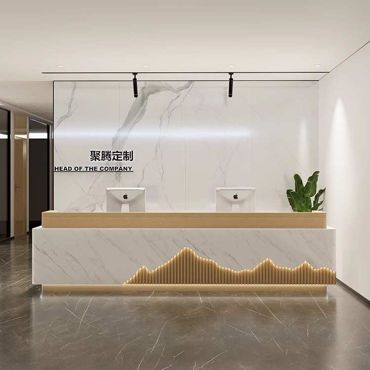 公司前台桌接待台收银台简约现代办公前台烤漆酒店大厅吧台