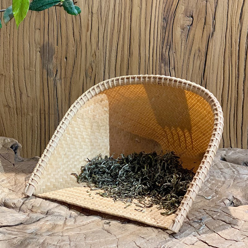 纯手工竹编竹簸箕筛s茶器点心筐茶空间装饰摆件工艺品
