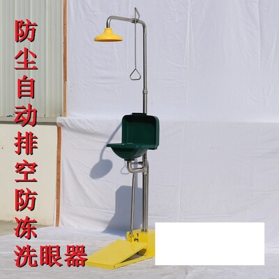 防尘防冻复合式洗眼器BTF82 自动排空防冻不锈钢翻盖洗眼器