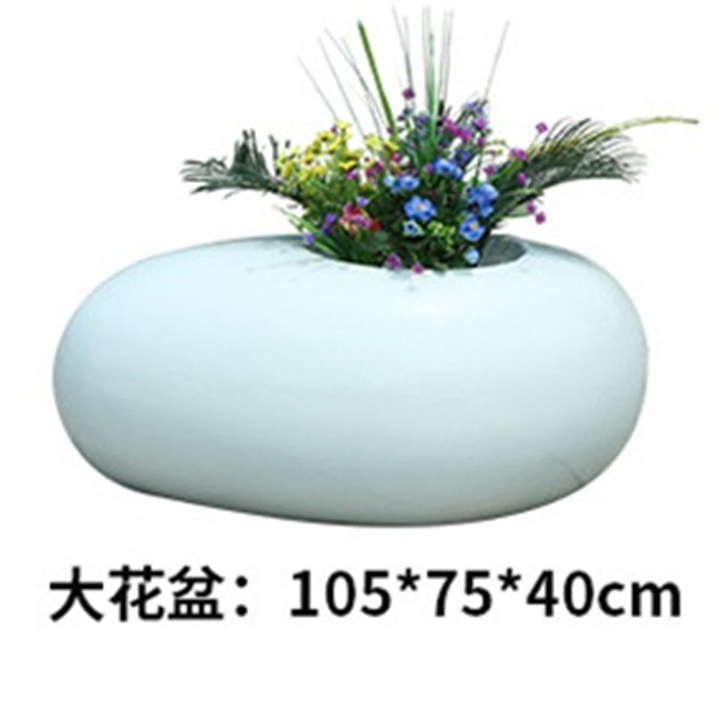 玻璃钢休闲椅创意水滴造型花盆座椅椭圆形鹅卵石S花池公共区休息