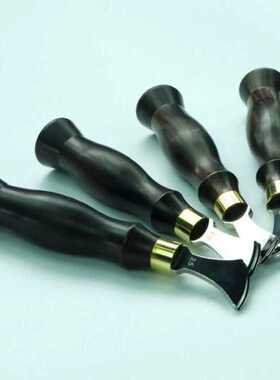 精品檀木不锈钢扇形皮革边线器压边器浅槽压槽起鼓器diy手工工具