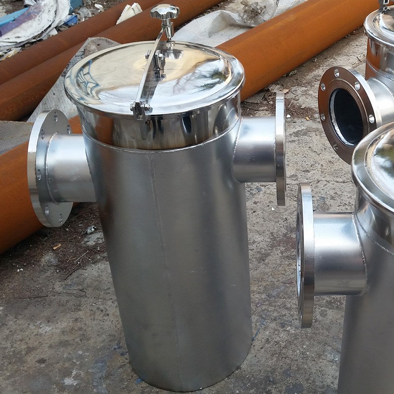 不锈钢快开式澡i堂泳池毛发过滤器工业法兰接口蓝式毛发聚集收集