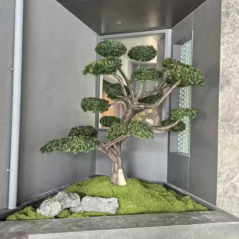 仿真造型罗汉松四季常青仿真松树盆景室内商场装饰景观美人松
