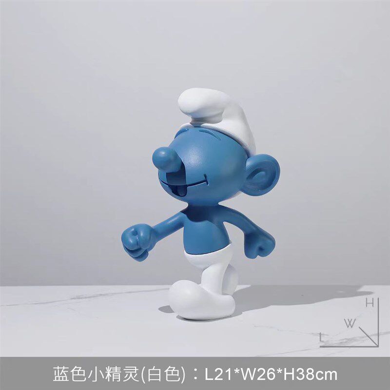 轻奢风摆件卡通公仔客厅酒柜办公室橱窗创意可爱蓝精灵工艺装饰品