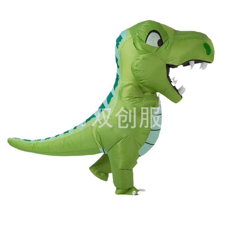 亚马逊新款绿恐龙充气服装角色扮演可爱胖头行走大嘴恐龙充气服