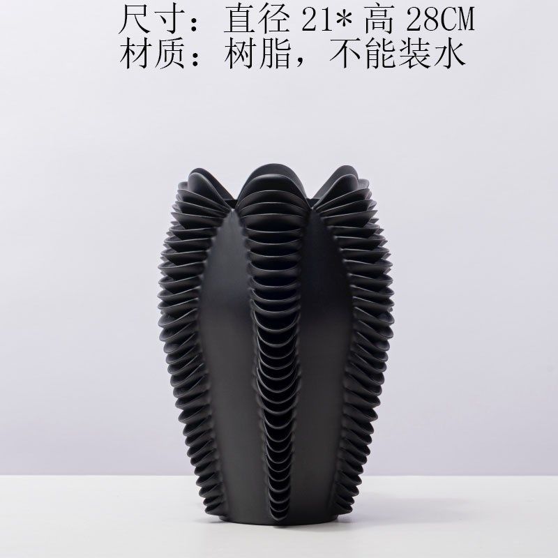 现代极简创意树脂几何鳞片花瓶摆件售楼部玄关茶几桌面花器装饰品