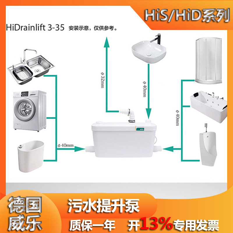 HiSewlift3-I35-1全自动饭店排污泵粉碎厨房污水提升泵德国威乐
