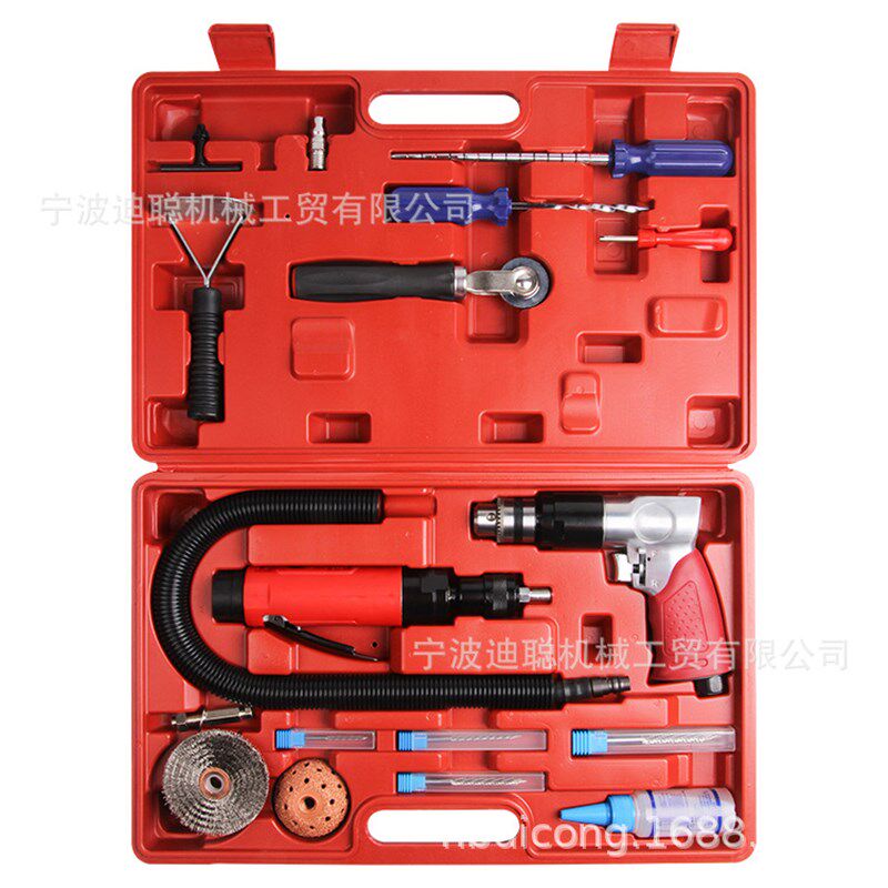18件套补胎工具组套装低速打磨机气钻蘑菇钉胶片W胶水钻头气动