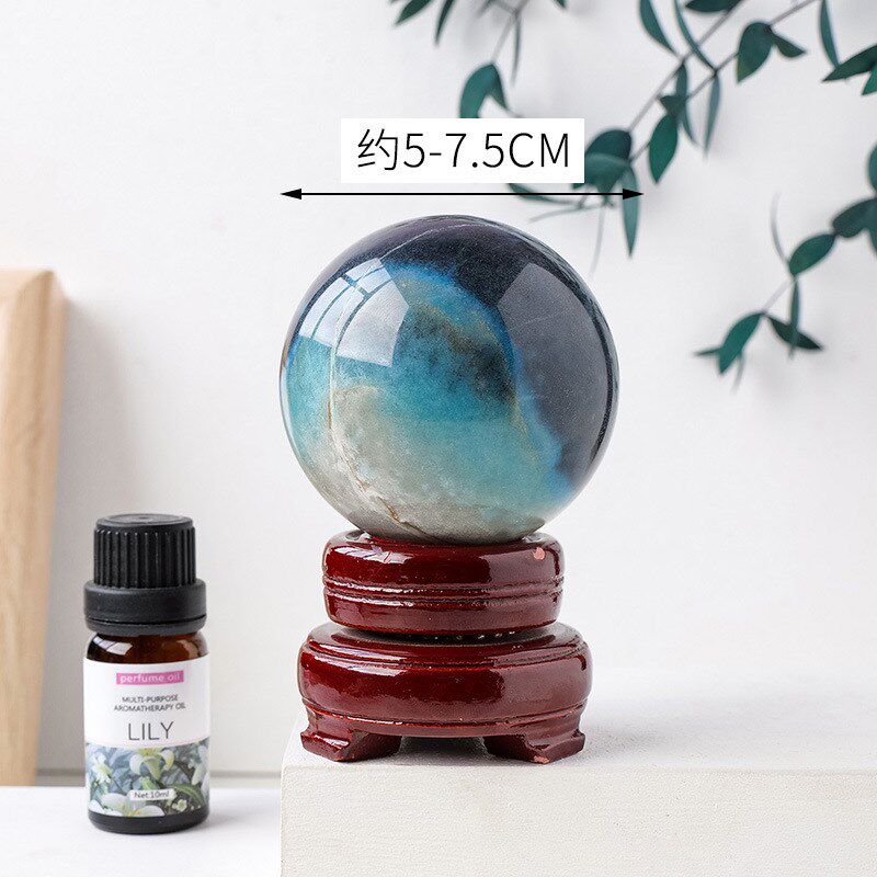 天然羟磷铝石水晶球 原石打磨观赏石风水能量球家居桌面装饰摆件
