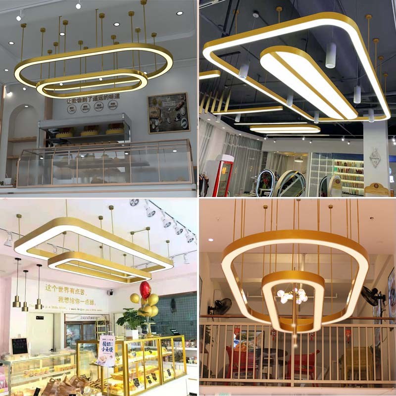 吊灯店铺商用蛋糕店理发店工装吊顶装修造型长方形led长条灯厂家