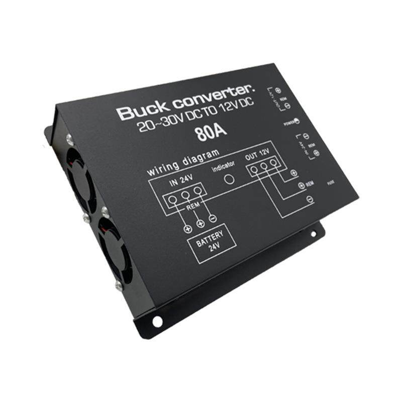 厂家车载电源转换器带温控60A80A100A大功率24V转12V降压器