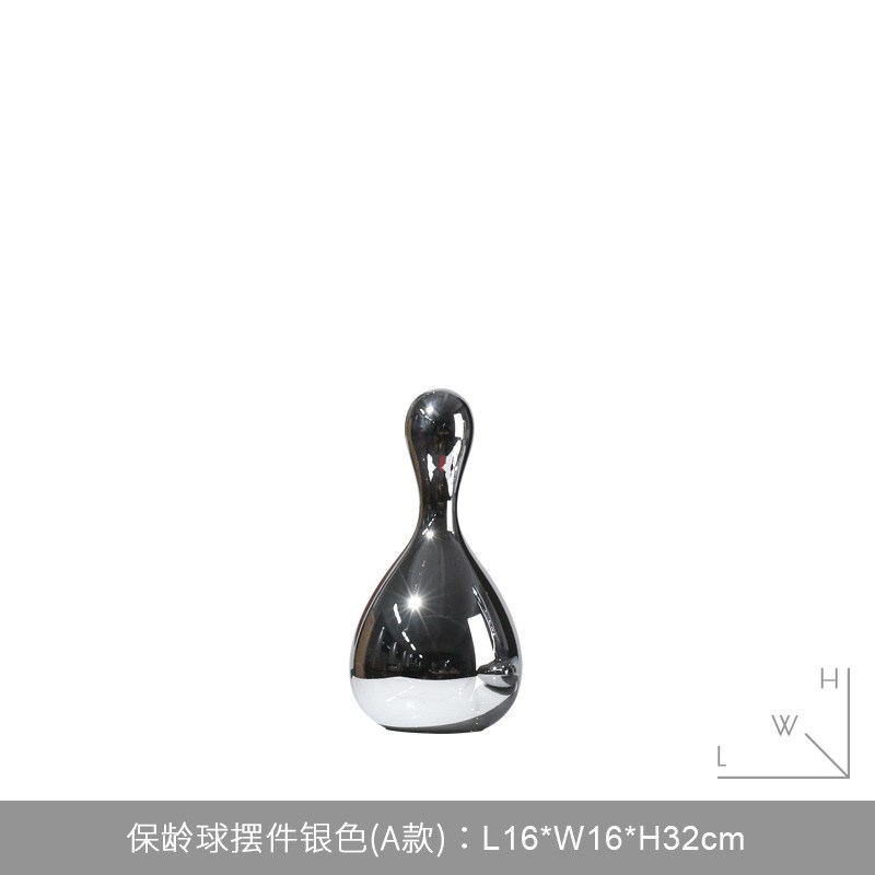 现代简约玻璃水滴保龄球造型摆件样板房间客厅电视柜软装饰品摆设