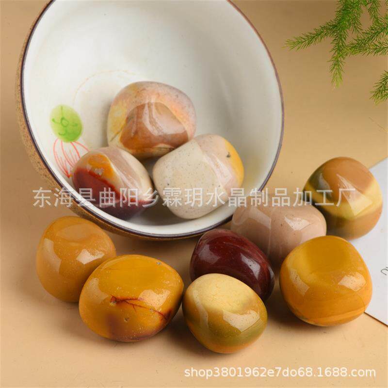 天然蛋黄石抛光原石矿石随行滚石碎石家居装饰盆栽水晶摆件裸石