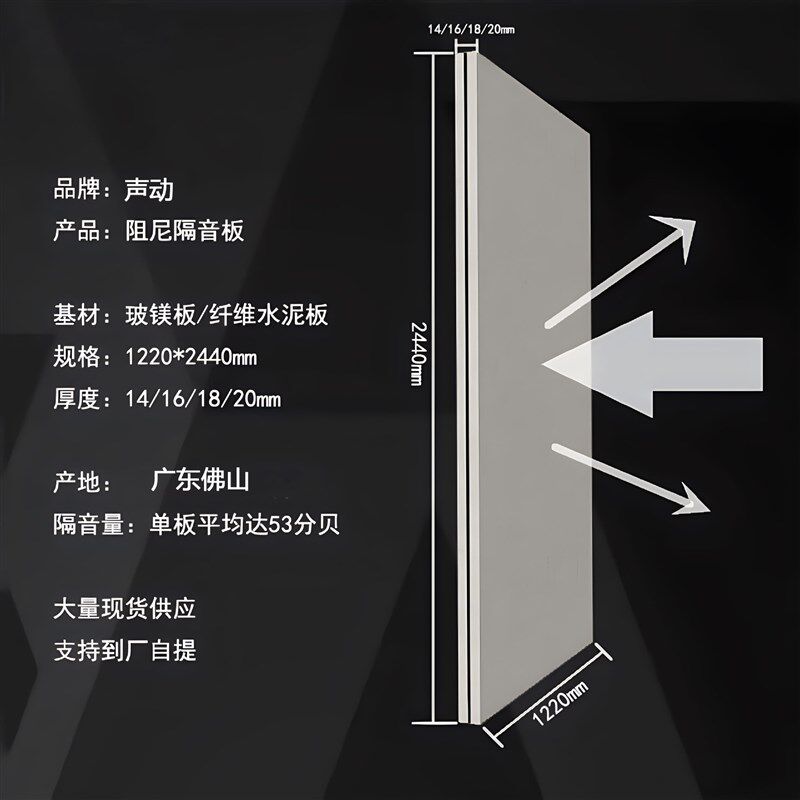 阻尼隔音板 高密度硅酸钙装修隔声板 室内隔音墙降噪 环保防火板