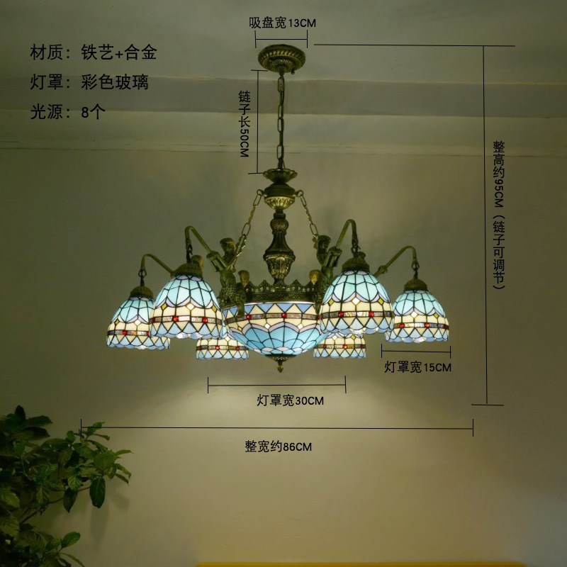 厂家现代地中海多头吊灯led客厅卧室吊灯 时尚简约客厅玻璃吸吊灯
