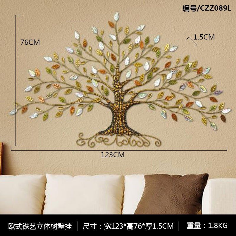 欧式铁艺立体壁挂墙饰创意发财树墙面玄关挂件挂饰家居客厅装饰品