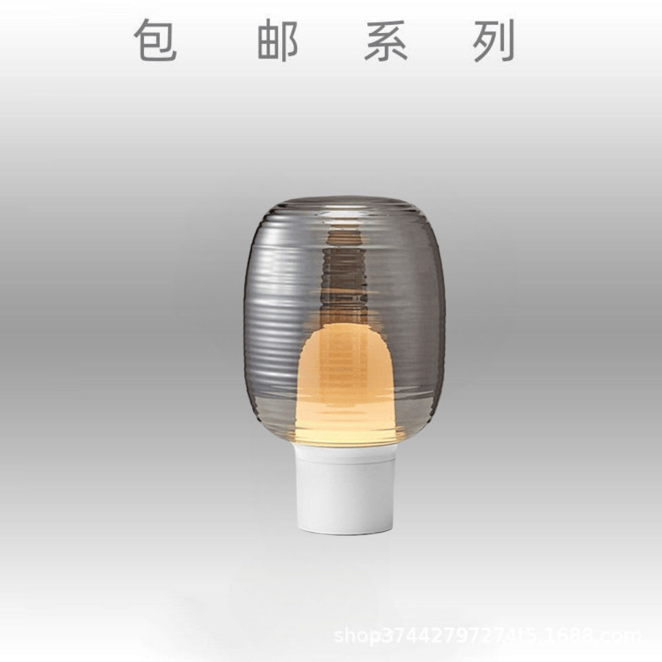 北欧客厅台灯条纹冬瓜别墅酒店装饰样板房设计师现代简约书桌台灯