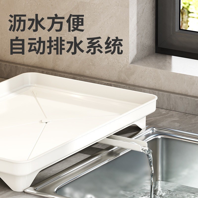 外贸跨境厨房置物架子带砧板沥水盘厨房置物架子不锈钢沥水碗架