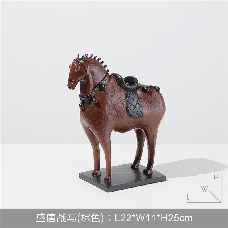 新中式树脂创意动物马家居客厅书房售楼处书房餐厅软装摆件装饰品