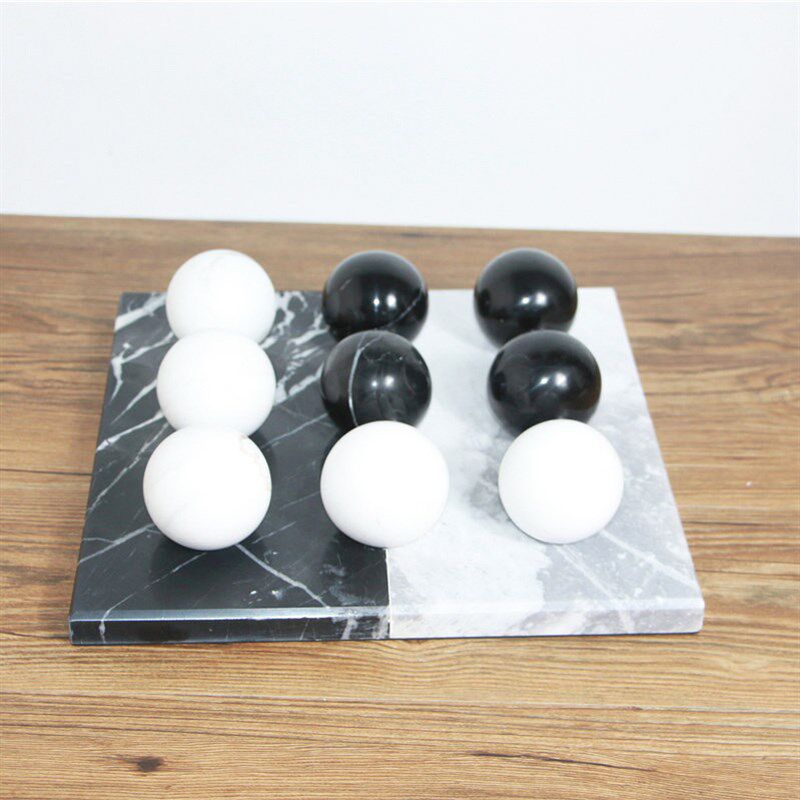 新品现代简约欧式黑白大理石棋盘摆件样板房别墅客厅桌面软装饰品