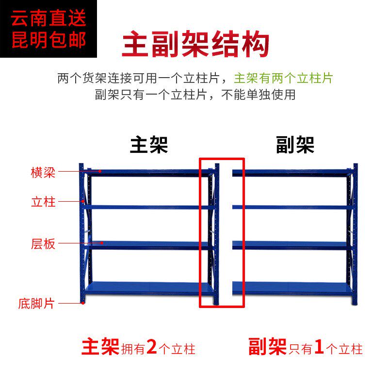 昆明仓储货架服装仓库置物架多层重型货架自由组合储物架轻型货架