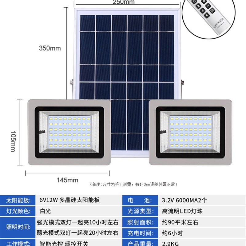 跨境太阳能灯户外壁灯防水光感太阳能庭院灯 家用遥控投光灯