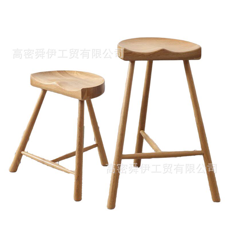 北欧实木吧椅现代简约酒吧高低吧凳复古休闲高脚凳家用凳子前台椅