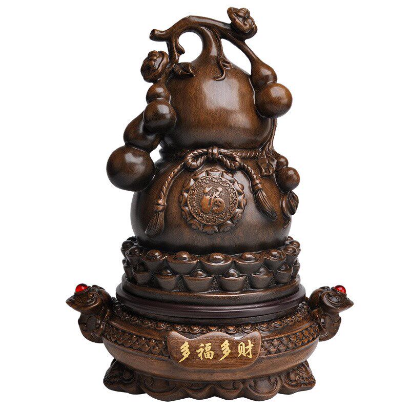 办公客厅摆件树脂工艺品多福多财福禄葫芦旋转装饰品中式摆设