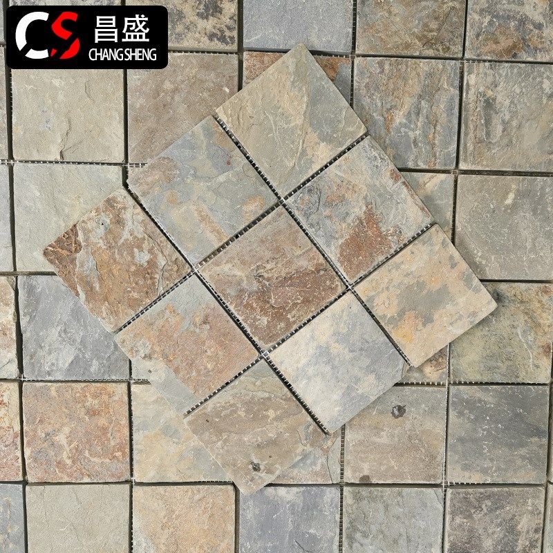 青石板文化石板岩马赛克吧台内外墙 石材98*98 300*305九宫格
