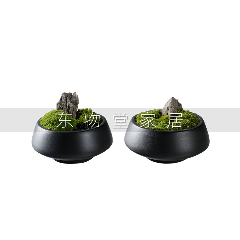 仿真绿色植物盆景新中式客厅茶边几花艺售楼处别墅样板房软装摆件
