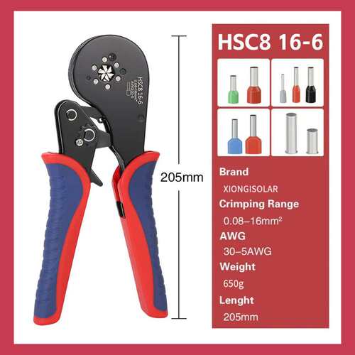 跨境  红蓝柄 16-6压线钳冷压端子手工钳电工接线工具/30-5AWG