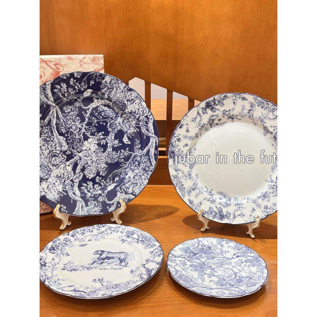 D家盘子茹伊花边盘子欧式餐具餐具盘套装餐具杯子