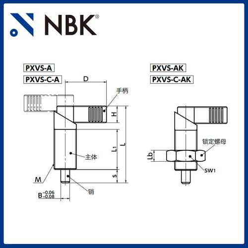 NBK PXVS-A手柄型分度柱塞全不锈钢制附带锁定机构锁销定位销直供