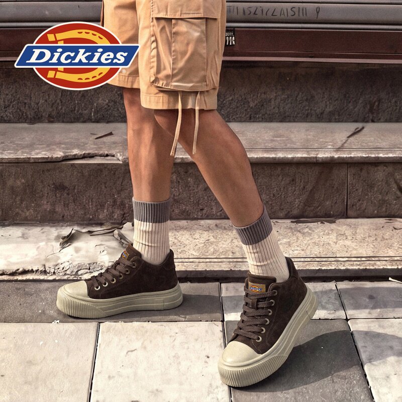 Dickies男鞋秋季厚底休闲鞋中帮圆头系带板鞋舒适透气低帮厚底鞋