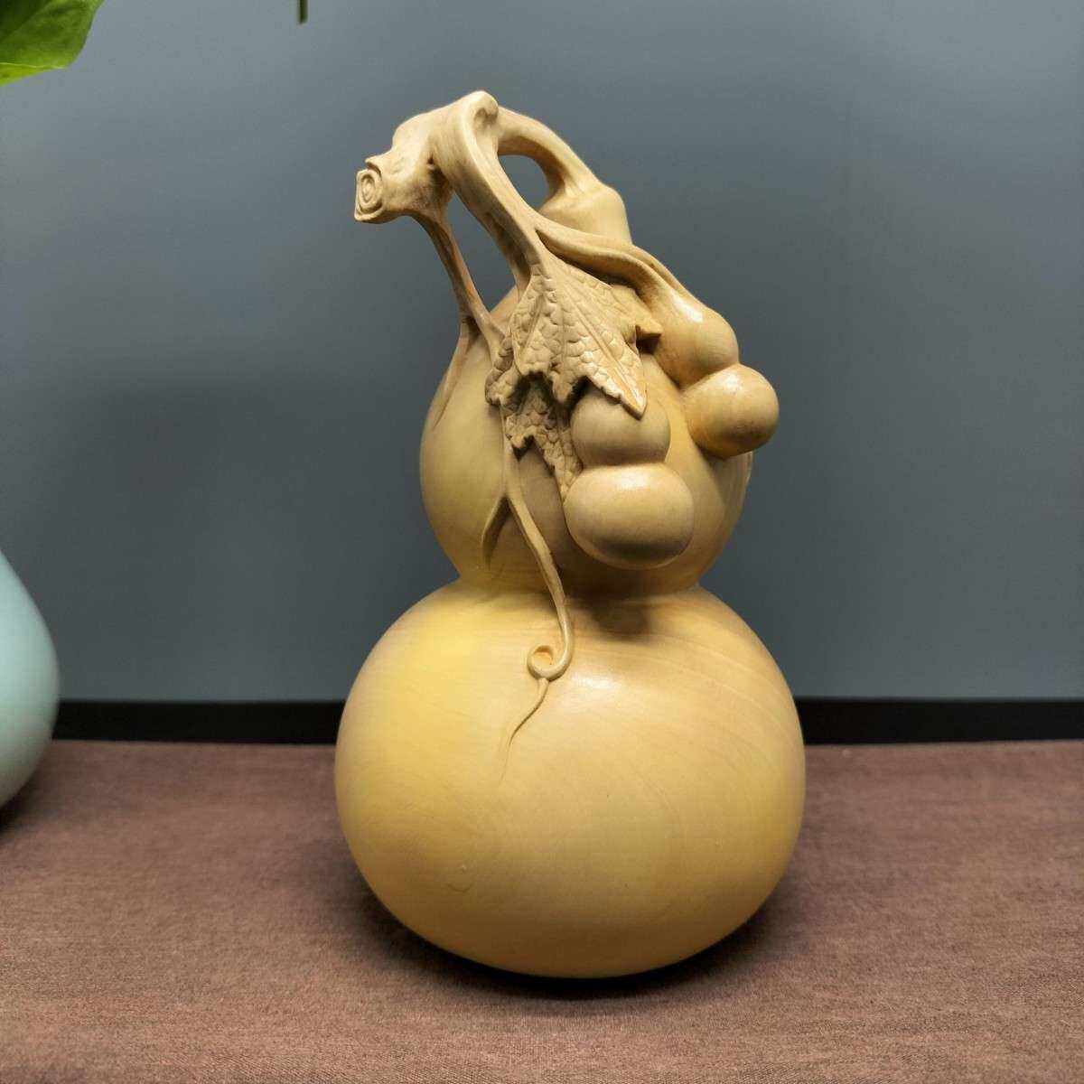 小叶黄杨木雕刻多子葫芦创意汽车摆件家居客厅文玩车载招财小饰品