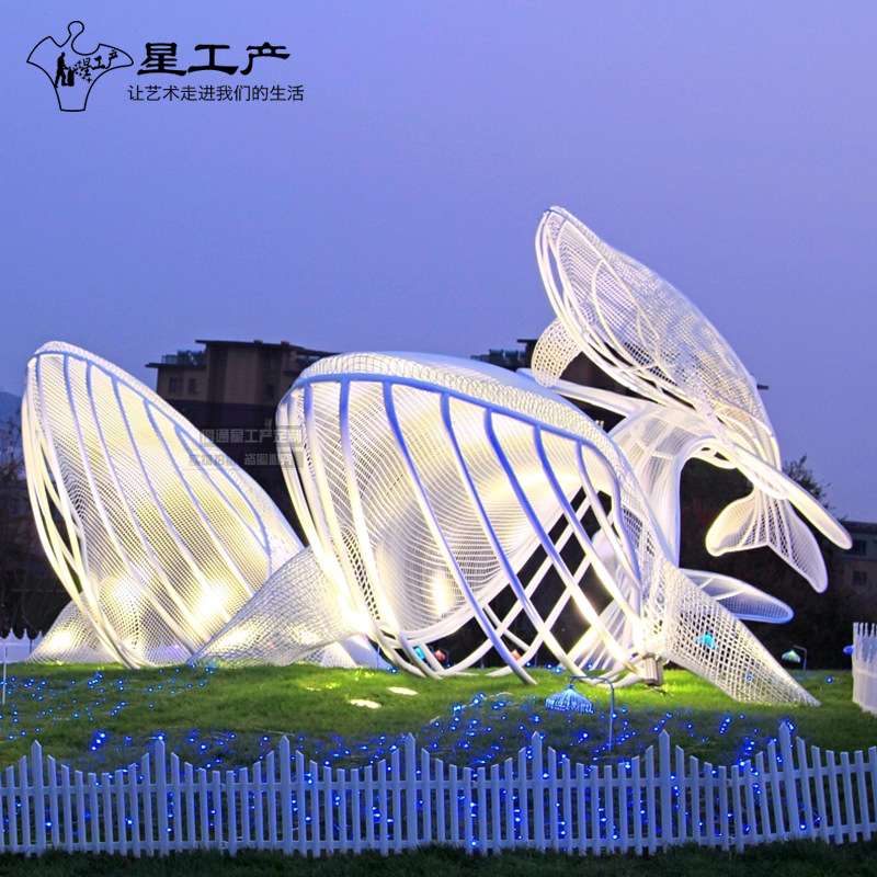 不锈钢园林景观工程大型雕塑鲸鱼镂空大鹏神兽金属户外摆件雕塑
