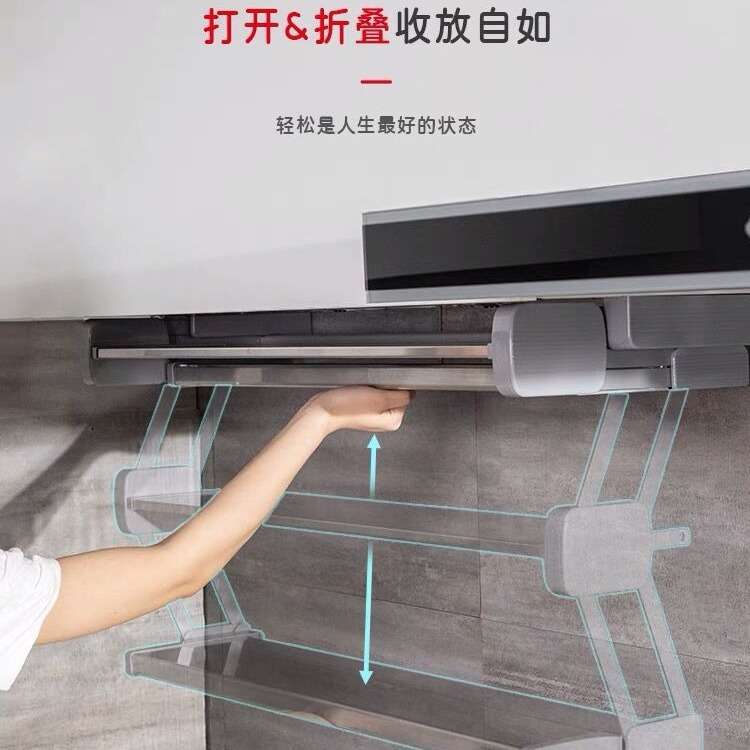 备菜配料下拉式双层折叠拉篮厨房吊柜收纳碗碟不锈钢调味瓶置物架