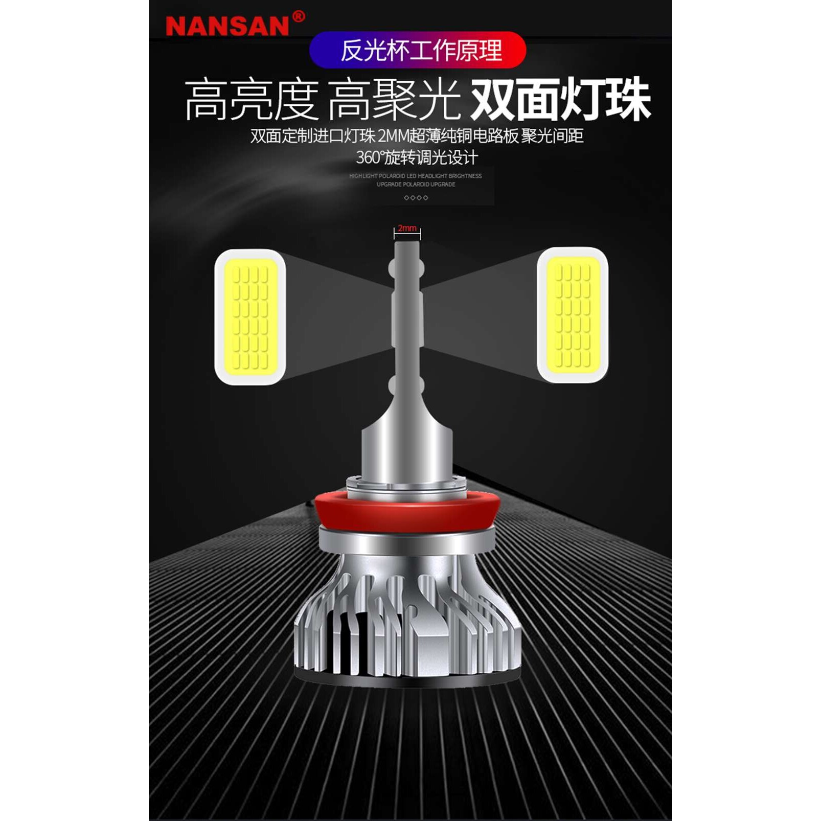 汽车前大灯LED灯泡 超白光大灯超亮增亮灯泡H1H4H7灯泡车照明