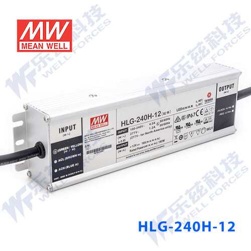 明纬12V LED电源240W HLG-240H-12C 16A恒流12V恒压端子接线防水