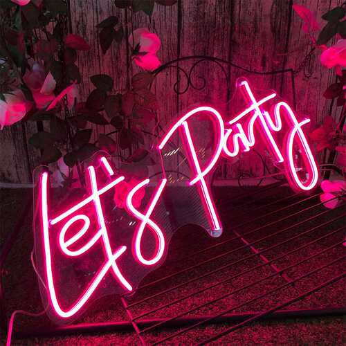霓虹灯发光字Let'sParty英文字母装饰灯婚礼表白创意灯LED造型灯