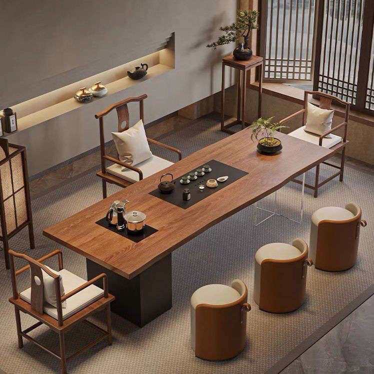 大板实木茶桌家用现代简约茶台中式办公室泡茶功夫桌椅组合茶桌