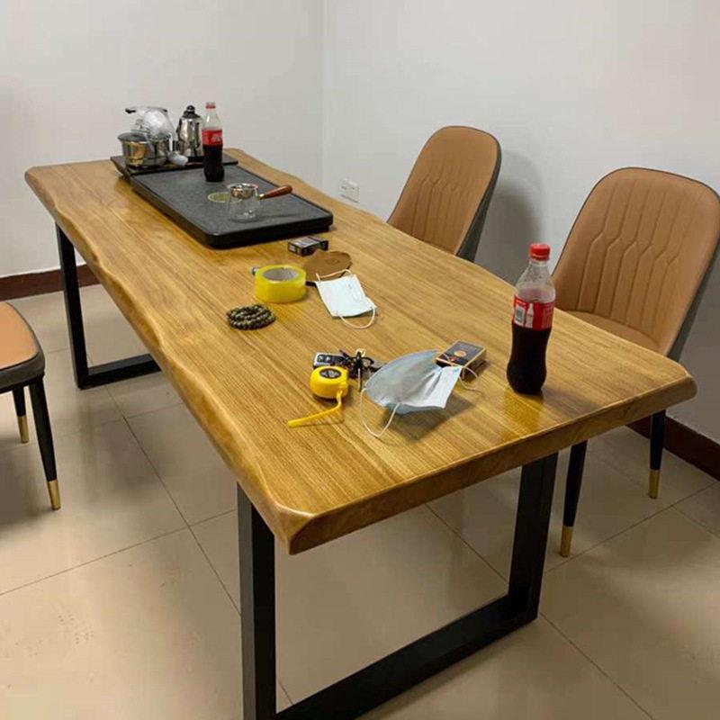 北欧实木餐桌长方形茶桌铁艺复古长桌loft工业风公会议桌大桌子