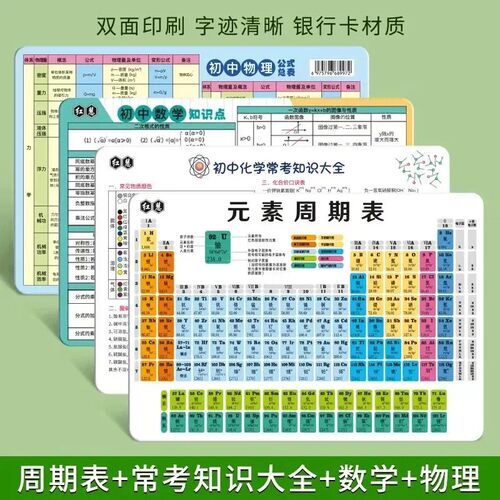 【下单立减50】全套初中化学元素周期表物理化学公式常考知识点BW