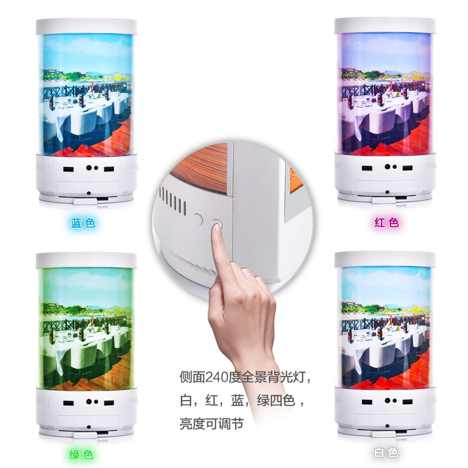 RK3566无线充吧台餐厅桌面广告机带7寸LCD和曲面LED背光灯显示图片