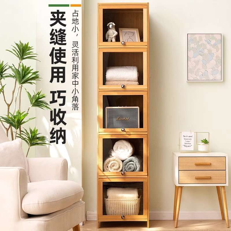 小户型家庭收纳柜子多层带门储物柜落地防尘收纳置物柜简易置物架